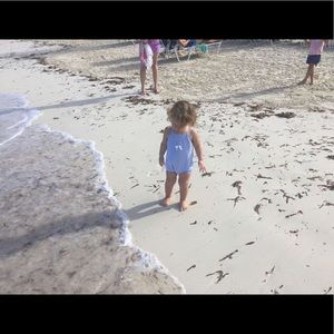 Baby blue swimsuit baby girl. Size 36M. Jacadi.